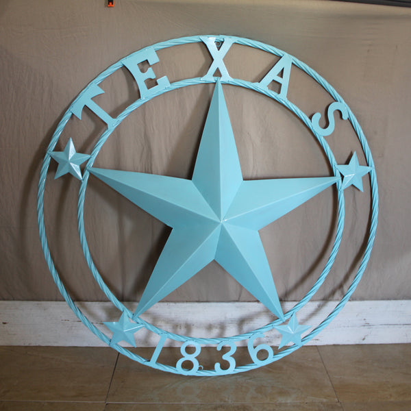 TEXAS 1836 TURQUOISE AQUA BARN METAL 3d LONESTAR WESTERN HOME DECOR NEW #EH12841 24",36",40",50"