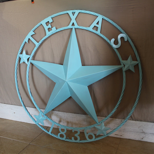 TEXAS 1836 TURQUOISE AQUA BARN METAL 3d LONESTAR WESTERN HOME DECOR NEW #EH12841 24",36",40",50"