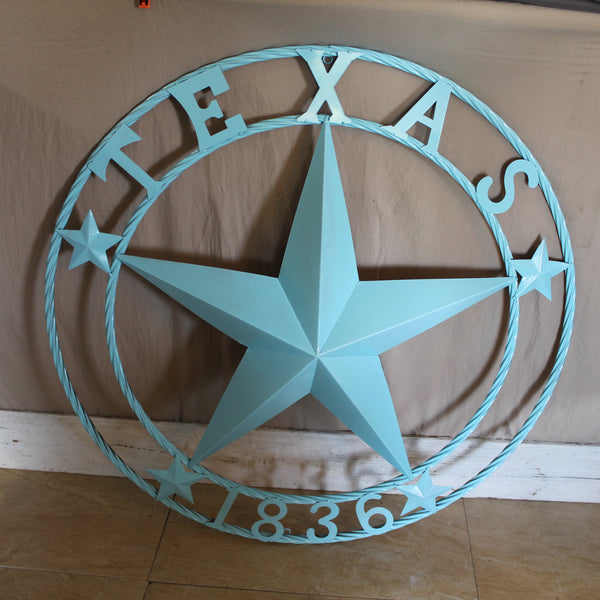 TEXAS 1836 TURQUOISE AQUA BARN METAL 3d LONESTAR WESTERN HOME DECOR NEW #EH12841 24",36",40",50"