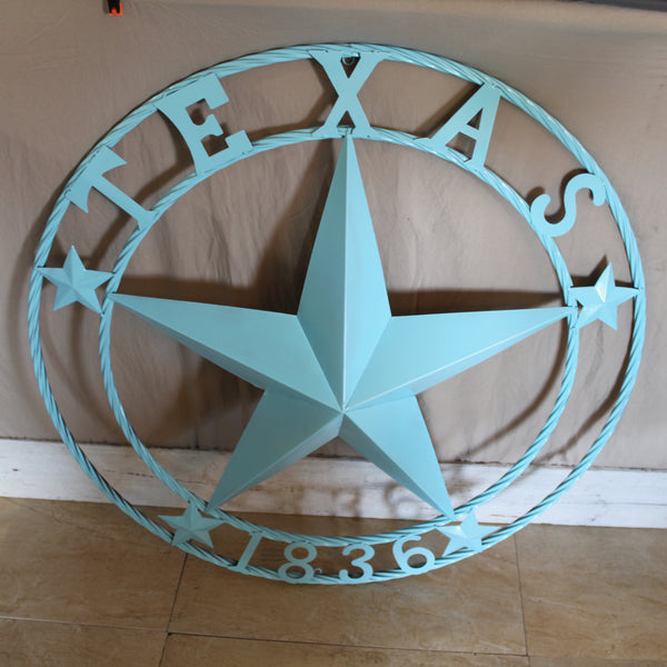 TEXAS 1836 TURQUOISE AQUA BARN METAL 3d LONESTAR WESTERN HOME DECOR NEW #EH12841 24",36",40",50"