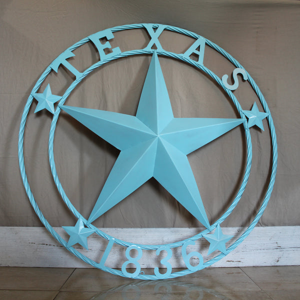 TEXAS 1836 TURQUOISE AQUA BARN METAL 3d LONESTAR WESTERN HOME DECOR NEW #EH12841 24",36",40",50"