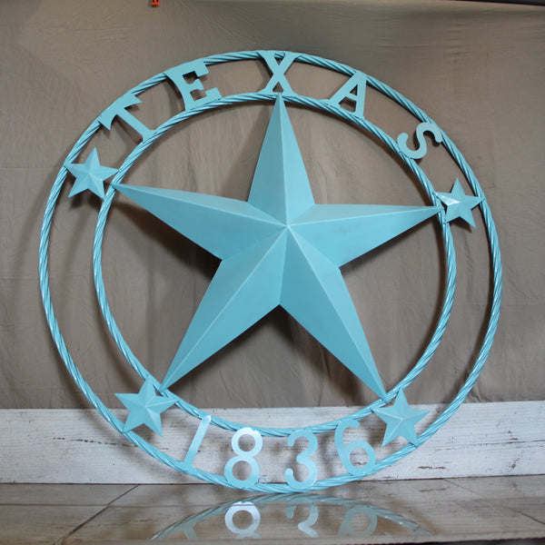 TEXAS 1836 TURQUOISE AQUA BARN METAL 3d LONESTAR WESTERN HOME DECOR NEW #EH12841 24",36",40",50"
