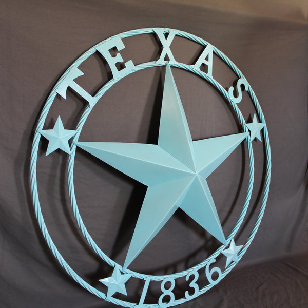 TEXAS 1836 TURQUOISE AQUA BARN METAL 3d LONESTAR WESTERN HOME DECOR NEW #EH12841 24",36",40",50"