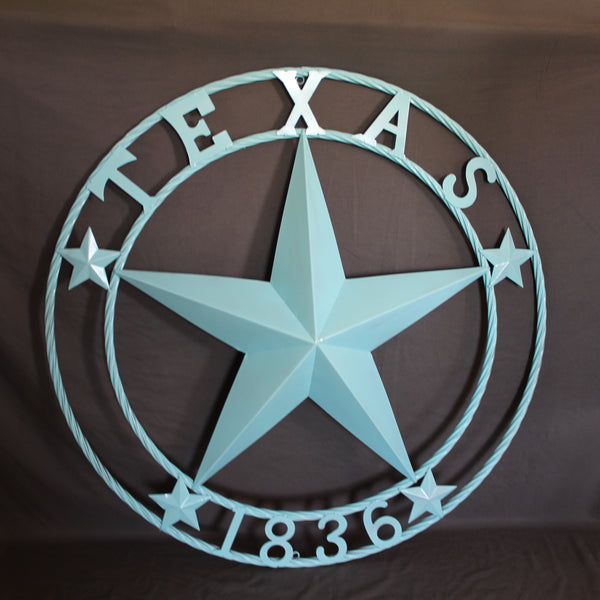 TEXAS 1836 TURQUOISE AQUA BARN METAL 3d LONESTAR WESTERN HOME DECOR NEW #EH12841 24",36",40",50"