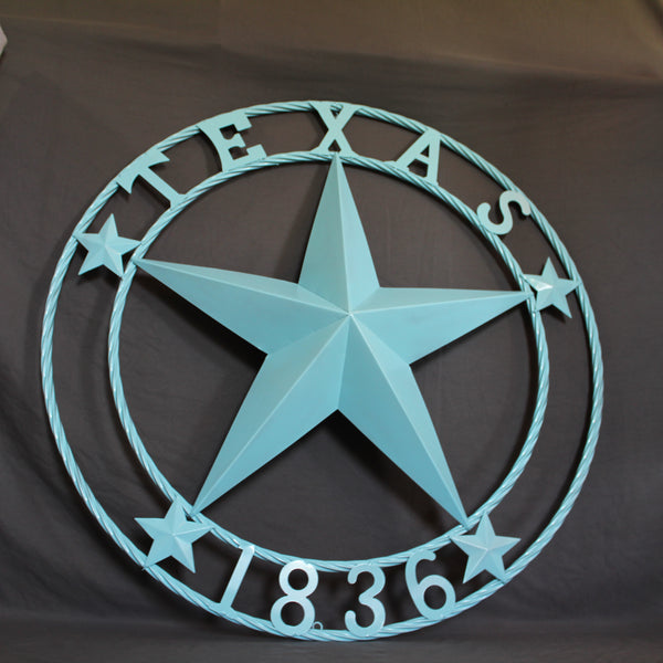 TEXAS 1836 TURQUOISE AQUA BARN METAL 3d LONESTAR WESTERN HOME DECOR NEW #EH12841 24",36",40",50"