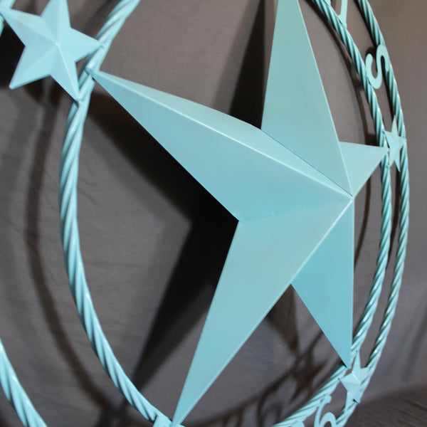 TEXAS 1836 TURQUOISE AQUA BARN METAL 3d LONESTAR WESTERN HOME DECOR NEW #EH12841 24",36",40",50"