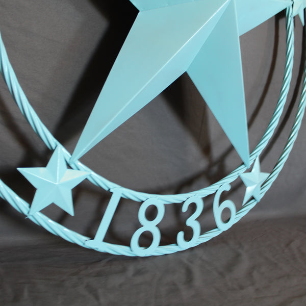 TEXAS 1836 TURQUOISE AQUA BARN METAL 3d LONESTAR WESTERN HOME DECOR NEW #EH12841 24",36",40",50"