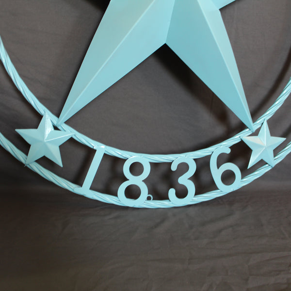 TEXAS 1836 TURQUOISE AQUA BARN METAL 3d LONESTAR WESTERN HOME DECOR NEW #EH12841 24",36",40",50"