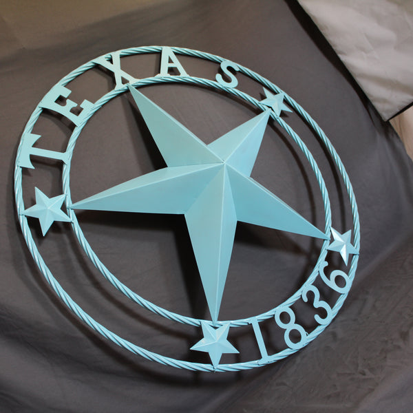 TEXAS 1836 TURQUOISE AQUA BARN METAL 3d LONESTAR WESTERN HOME DECOR NEW #EH12841 24",36",40",50"