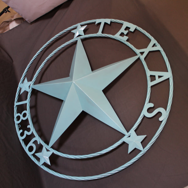 TEXAS 1836 TURQUOISE AQUA BARN METAL 3d LONESTAR WESTERN HOME DECOR NEW #EH12841 24",36",40",50"