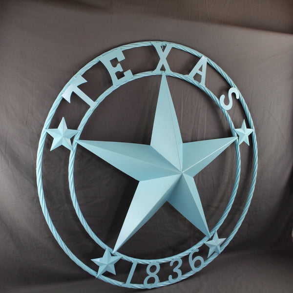 TEXAS 1836 TURQUOISE AQUA BARN METAL 3d LONESTAR WESTERN HOME DECOR NEW #EH12841 24",36",40",50"