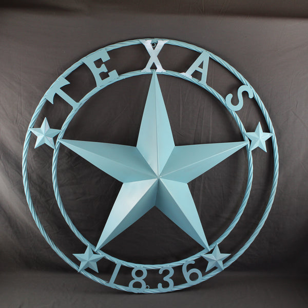 TEXAS 1836 TURQUOISE AQUA BARN METAL 3d LONESTAR WESTERN HOME DECOR NEW #EH12841 24",36",40",50"