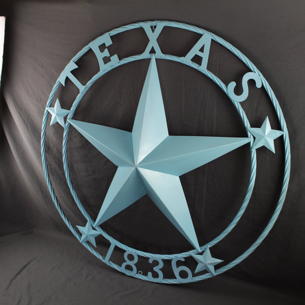 TEXAS 1836 TURQUOISE AQUA BARN METAL 3d LONESTAR WESTERN HOME DECOR NEW #EH12841 24",36",40",50"