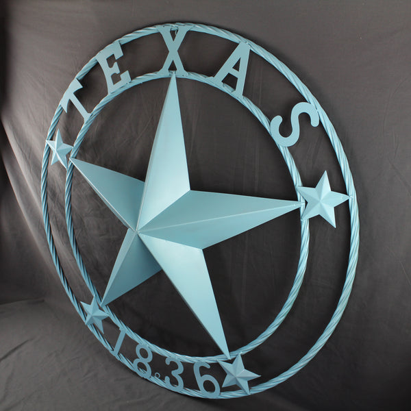 TEXAS 1836 TURQUOISE AQUA BARN METAL 3d LONESTAR WESTERN HOME DECOR NEW #EH12841 24",36",40",50"
