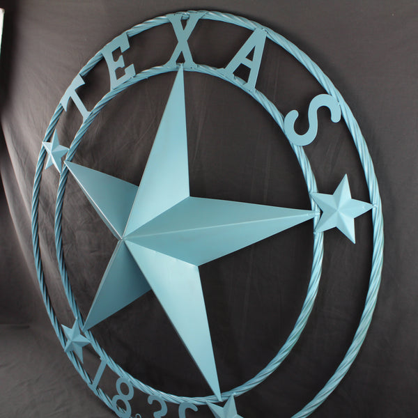 TEXAS 1836 TURQUOISE AQUA BARN METAL 3d LONESTAR WESTERN HOME DECOR NEW #EH12841 24",36",40",50"