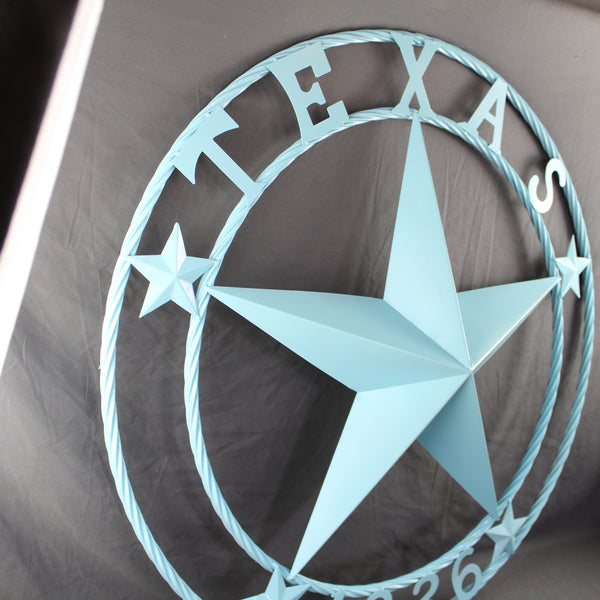 TEXAS 1836 TURQUOISE AQUA BARN METAL 3d LONESTAR WESTERN HOME DECOR NEW #EH12841 24",36",40",50"