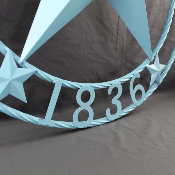 TEXAS 1836 TURQUOISE AQUA BARN METAL 3d LONESTAR WESTERN HOME DECOR NEW #EH12841 24",36",40",50"