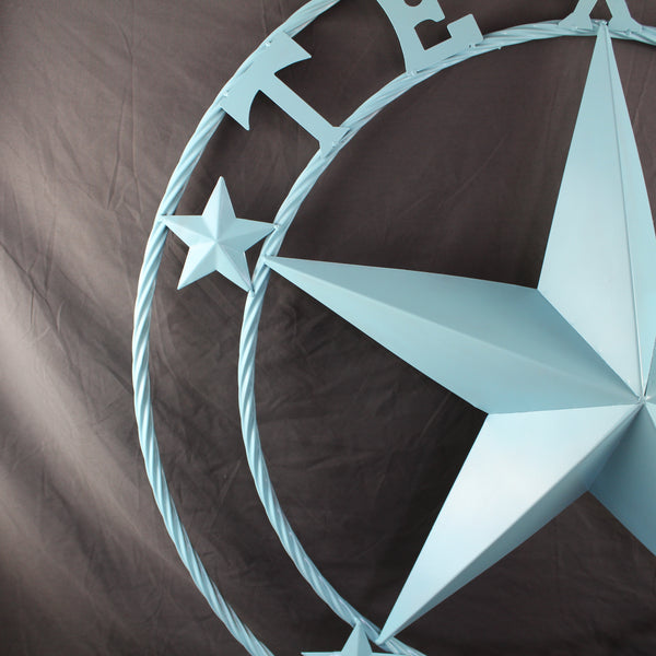 TEXAS 1836 TURQUOISE AQUA BARN METAL 3d LONESTAR WESTERN HOME DECOR NEW #EH12841 24",36",40",50"
