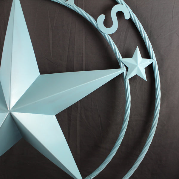 TEXAS 1836 TURQUOISE AQUA BARN METAL 3d LONESTAR WESTERN HOME DECOR NEW #EH12841 24",36",40",50"