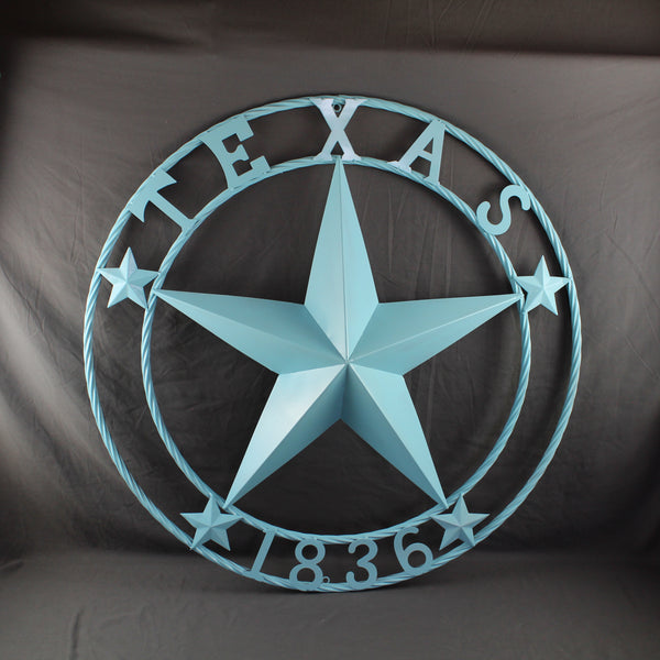 TEXAS 1836 TURQUOISE AQUA BARN METAL 3d LONESTAR WESTERN HOME DECOR NEW #EH12841 24",36",40",50"