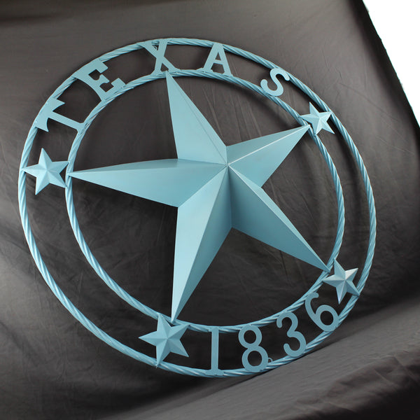 TEXAS 1836 TURQUOISE AQUA BARN METAL 3d LONESTAR WESTERN HOME DECOR NEW #EH12841 24",36",40",50"
