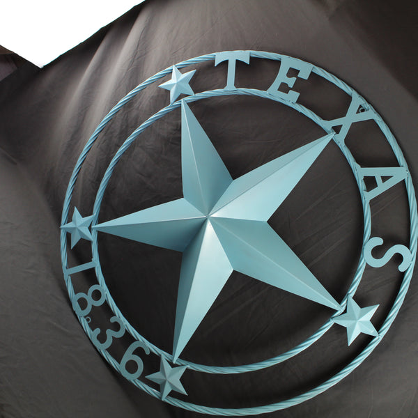 TEXAS 1836 TURQUOISE AQUA BARN METAL 3d LONESTAR WESTERN HOME DECOR NEW #EH12841 24",36",40",50"
