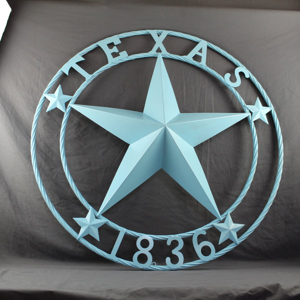 TEXAS 1836 TURQUOISE AQUA BARN METAL 3d LONESTAR WESTERN HOME DECOR NEW #EH12841 24",36",40",50"