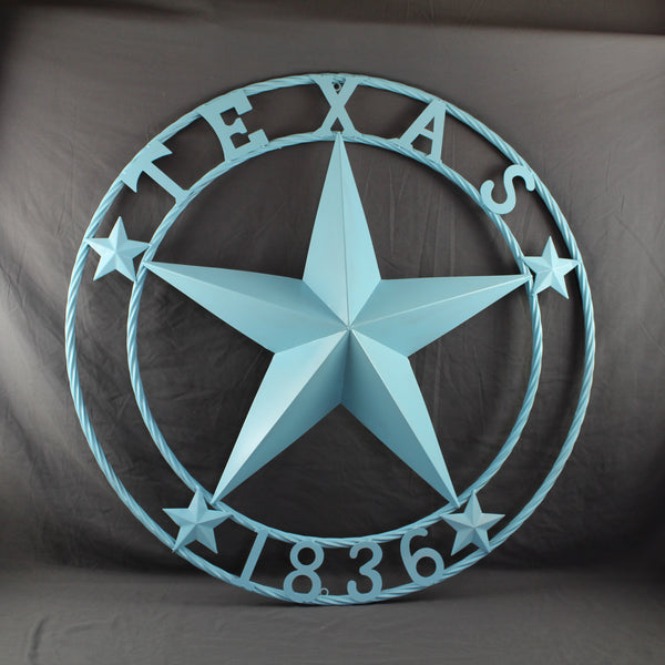 TEXAS 1836 TURQUOISE AQUA BARN METAL 3d LONESTAR WESTERN HOME DECOR NEW #EH12841 24",36",40",50"
