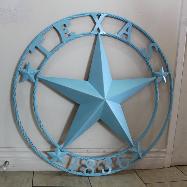 TEXAS 1836 TURQUOISE AQUA BARN METAL 3d LONESTAR WESTERN HOME DECOR NEW #EH12841 24",36",40",50"
