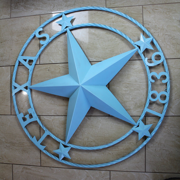 TEXAS 1836 TURQUOISE AQUA BARN METAL 3d LONESTAR WESTERN HOME DECOR NEW #EH12841 24",36",40",50"