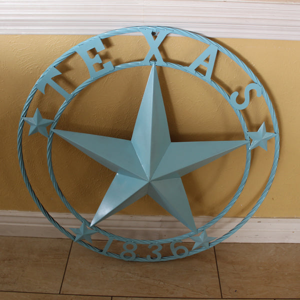 TEXAS 1836 TURQUOISE AQUA BARN METAL 3d LONESTAR WESTERN HOME DECOR NEW #EH12841 24",36",40",50"
