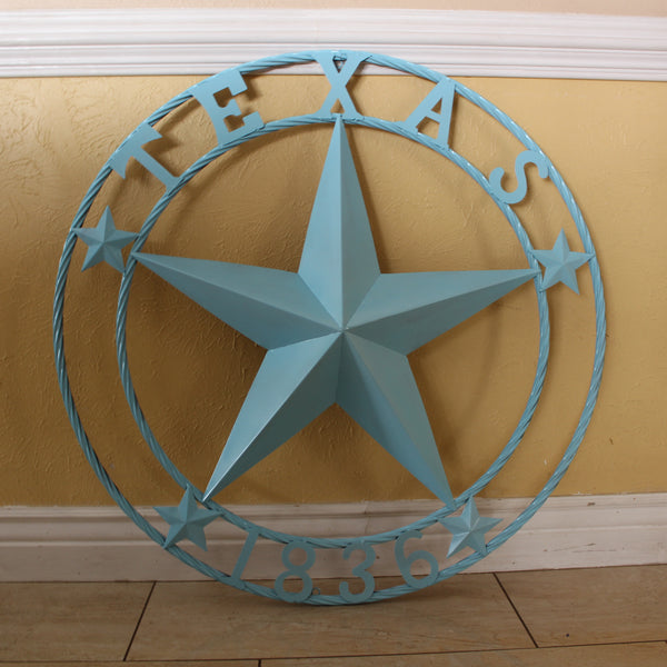 TEXAS 1836 TURQUOISE AQUA BARN METAL 3d LONESTAR WESTERN HOME DECOR NEW #EH12841 24",36",40",50"