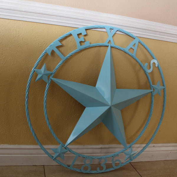 TEXAS 1836 TURQUOISE AQUA BARN METAL 3d LONESTAR WESTERN HOME DECOR NEW #EH12841 24",36",40",50"
