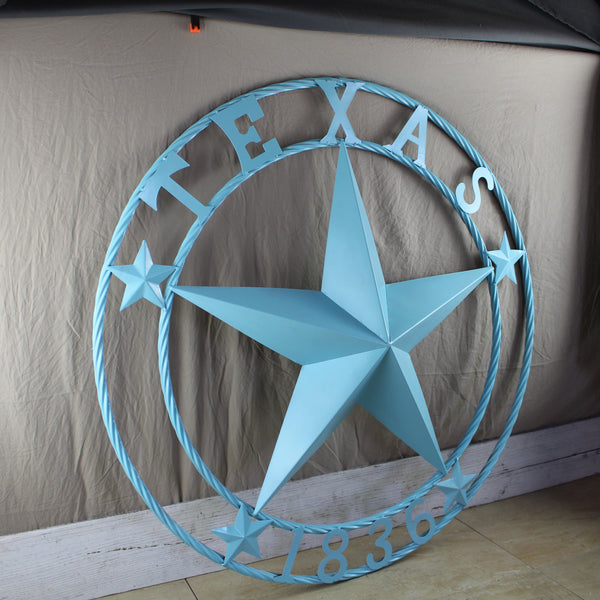 TEXAS 1836 TURQUOISE AQUA BARN METAL 3d LONESTAR WESTERN HOME DECOR NEW #EH12841 24",36",40",50"