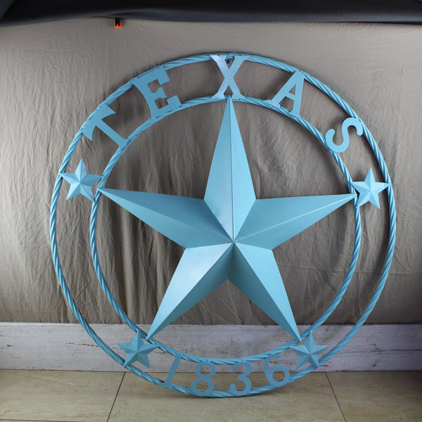 TEXAS 1836 TURQUOISE AQUA BARN METAL 3d LONESTAR WESTERN HOME DECOR NEW #EH12841 24",36",40",50"