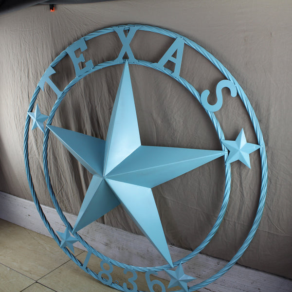 TEXAS 1836 TURQUOISE AQUA BARN METAL 3d LONESTAR WESTERN HOME DECOR NEW #EH12841 24",36",40",50"