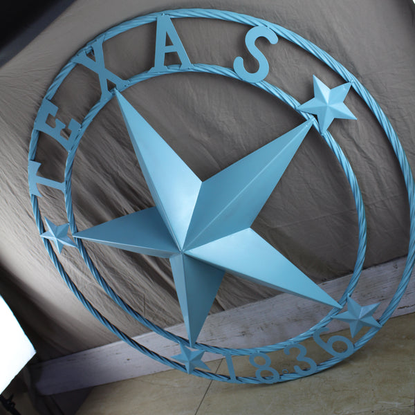 TEXAS 1836 TURQUOISE AQUA BARN METAL 3d LONESTAR WESTERN HOME DECOR NEW #EH12841 24",36",40",50"