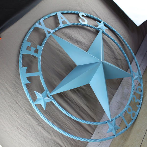 TEXAS 1836 TURQUOISE AQUA BARN METAL 3d LONESTAR WESTERN HOME DECOR NEW #EH12841 24",36",40",50"