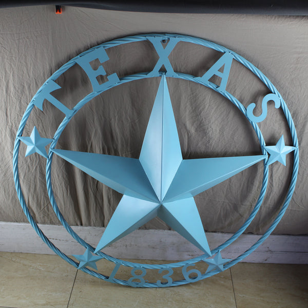 TEXAS 1836 TURQUOISE AQUA BARN METAL 3d LONESTAR WESTERN HOME DECOR NEW #EH12841 24",36",40",50"