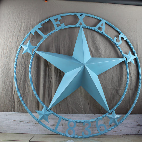 TEXAS 1836 TURQUOISE AQUA BARN METAL 3d LONESTAR WESTERN HOME DECOR NEW #EH12841 24",36",40",50"