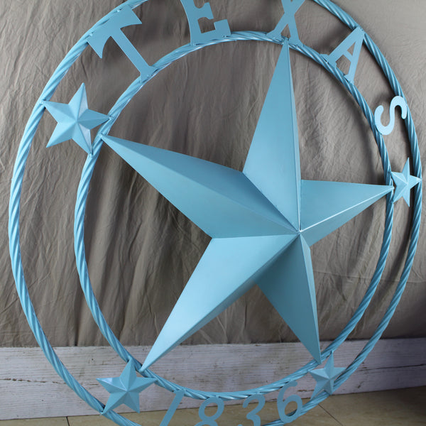 TEXAS 1836 TURQUOISE AQUA BARN METAL 3d LONESTAR WESTERN HOME DECOR NEW #EH12841 24",36",40",50"