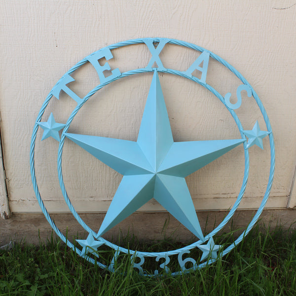 TEXAS 1836 TURQUOISE AQUA BARN METAL 3d LONESTAR WESTERN HOME DECOR NEW #EH12841 24",36",40",50"