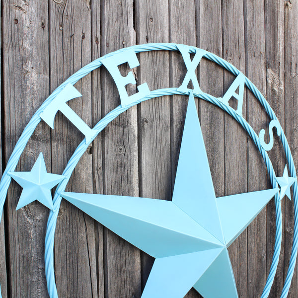 TEXAS 1836 TURQUOISE AQUA BARN METAL 3d LONESTAR WESTERN HOME DECOR NEW #EH12841 24",36",40",50"