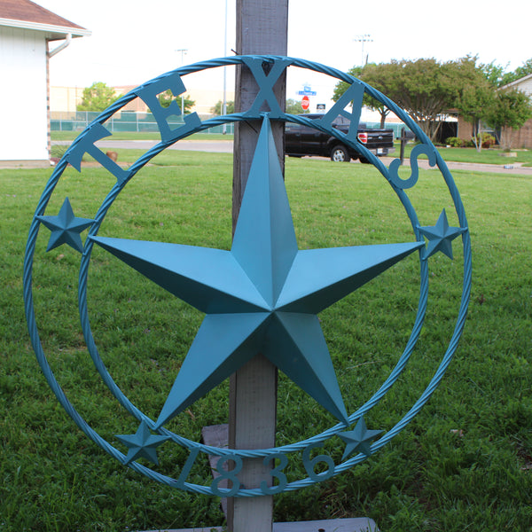 TEXAS 1836 TURQUOISE AQUA BARN METAL 3d LONESTAR WESTERN HOME DECOR NEW #EH12841 24",36",40",50"