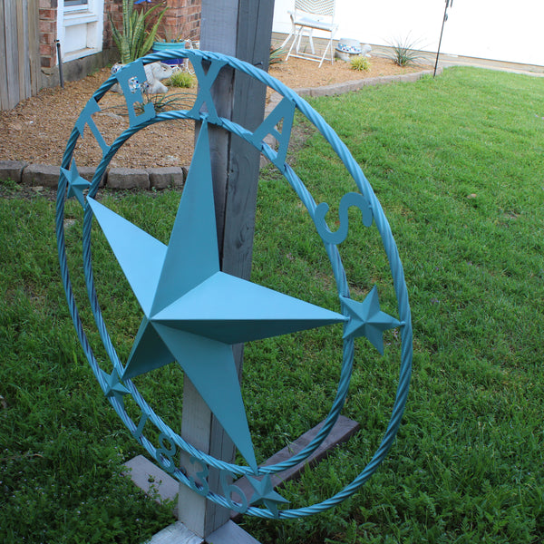 TEXAS 1836 TURQUOISE AQUA BARN METAL 3d LONESTAR WESTERN HOME DECOR NEW #EH12841 24",36",40",50"