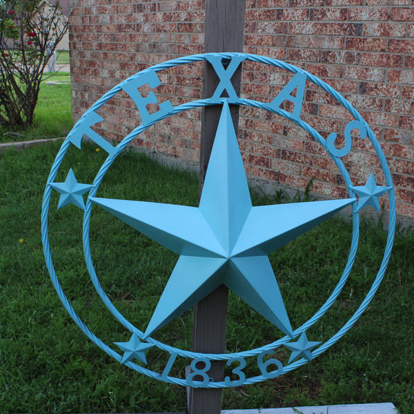 TEXAS 1836 TURQUOISE AQUA BARN METAL 3d LONESTAR WESTERN HOME DECOR NEW #EH12841 24",36",40",50"