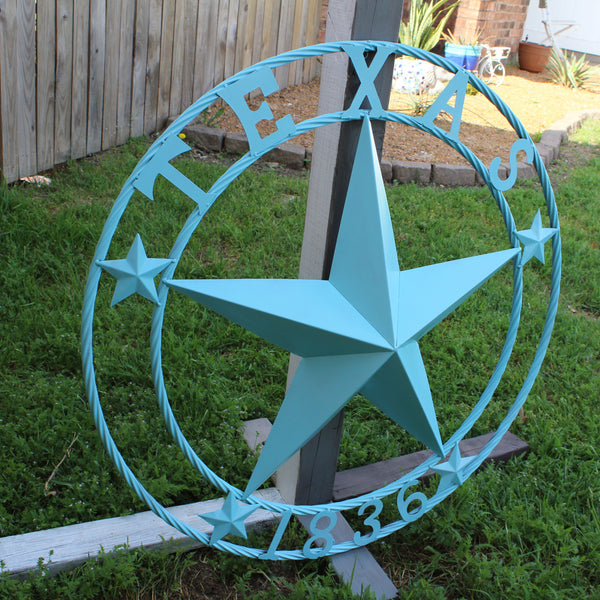 TEXAS 1836 TURQUOISE AQUA BARN METAL 3d LONESTAR WESTERN HOME DECOR NEW #EH12841 24",36",40",50"