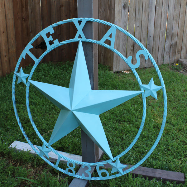 TEXAS 1836 TURQUOISE AQUA BARN METAL 3d LONESTAR WESTERN HOME DECOR NEW #EH12841 24",36",40",50"
