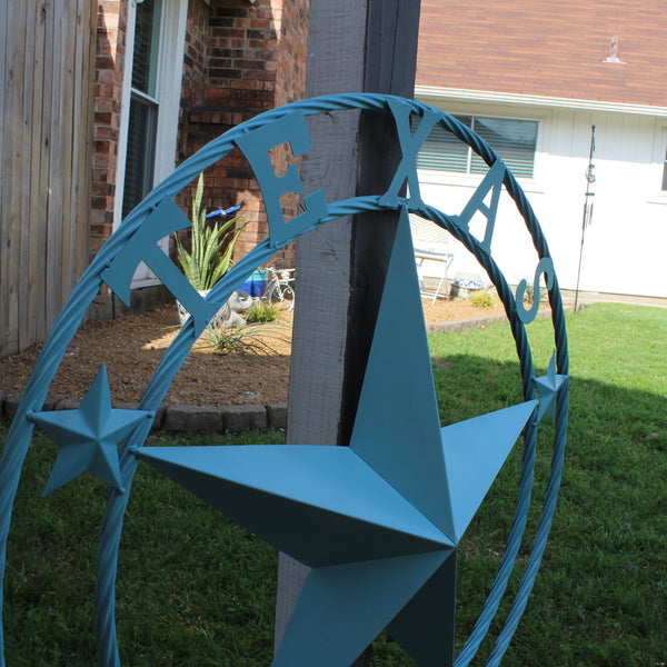 TEXAS 1836 TURQUOISE AQUA BARN METAL 3d LONESTAR WESTERN HOME DECOR NEW #EH12841 24",36",40",50"