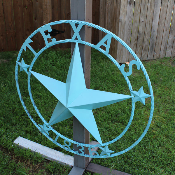 TEXAS 1836 TURQUOISE AQUA BARN METAL 3d LONESTAR WESTERN HOME DECOR NEW #EH12841 24",36",40",50"